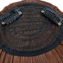 双夹式厚侧刘海假发 - 高温丝合成刘海，隐形牢固夹式设计，瞬间修饰脸型（黑色，1 件装） - 彩色 - 查看 6