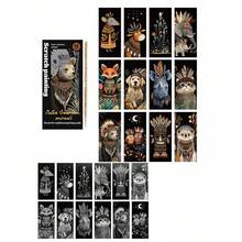 12pcs DIY Scratch Rainbow Art Paper Scratch Painting Postcards, Animal, Landscape, Architecture Scratch Paper - Black - View 1