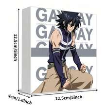 Decorative Wooden Box With Anime-Style Male Character Illustration - Spiky Black Hair, Dark Blue Striped Sleeveless Top, Light Brown Loose Pants - Dynamic Ready Stance Design, White Box With Gray 'GAY' Text Background, Perfect For Anime Fans & Collectors - 白色 - 查看 5