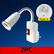 1pc 360° Rotatable Universal Lamp Holder, E27 Screw Socket With Switch, Mini Night Light & Fan Dedicated Lamp Holder, Bedroom Wall Lamp - US A Type Plug(220-240V) - View 15
