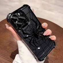 La funda para teléfono con espejo con patrón de telaraña también se puede usar como espejo y es compatible con  17,  16 Pro Max,  15 Pro Max,  13 y  12. Está hecha de TPU y brinda protección contra golpes y caídas. Es un regalo perfecto para los entusiastas de Halloween o para cualquier persona que ame los accesorios únicos, ideales para familiares y amigos u ocasiones especiales como cumpleaños y aniversarios. - Negro - Ver 3