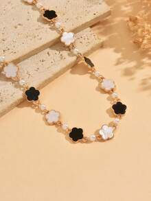1pc Elegant Luxury Drip Glaze Clover Necklace, Fashionable Versatile Neck Chain Jewelry, Suitable For Daily Wear And Party