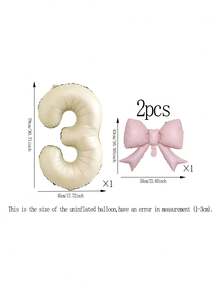 2pcs 32-Inch Number Balloon Set, Pink & Red Bow Foil Balloons, White, Red, Black & Cream 0-9 Number Balloons Suitable For Birthday Party, Anniversary Decoration - Multicolor - View 41