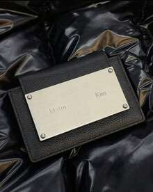 韓国マティンキムカードホルダーデザイナーブランドメタルレタークラシックシンプル実用小銭入れ - 黒いスタンプ - チェックする 8