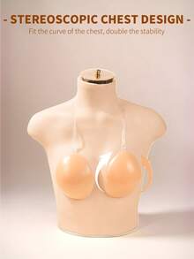 2对硅胶胸贴，女士夏季提拉隐形胸贴，无肩带无背无缝防水，增强乳沟，适合大胸/小胸 - 杏色 - 查看 5