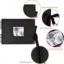 lbum de Fotos Scrapbook, lbumes de Recortes de Bricolaje 80 Pginas, Scrapbook Memoria de Viaje con Pegatinas y Bolgrafos, Regalo para Cumpleaos, Navidad, Pareja, Boda Aniversario, Negro - como se muestra en la figura - Ver 6