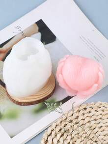 1个心形蜡烛硅胶模具，DIY蜡烛熔块，石膏装饰，香石，手工家居装饰蜡烛模具，情人节适用 - 白色 - 查看 4