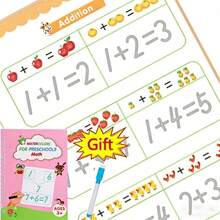 儿童笔记本，防水白色硬纸板+1支可擦笔，可重复使用，神奇笔记本，儿童早期练习书法，学习数学加减法。（笔的颜色随机。）