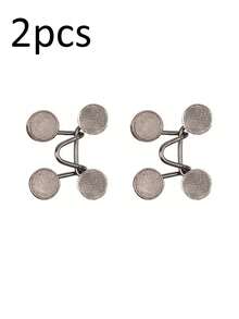 1/2/4个圆形腰带夹，适用于牛仔裤、裙子、长裤、衣领，男女通用，高品质金属材质，经久耐用，无需工具即可快速调节，金属防滑胸针，时尚可拆卸裤夹，旅行必备，女生/学生包包配件，送给妈妈的礼物 - 銀色 - 查看 16