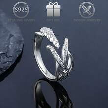 1pc 925 Sterling Silver Asymmetric Wheat Design Zirconia Inlaid Simple Fashion Ring, Suitable For Daily Wear And Gift Giving