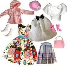 Zestaw luksusowych strojów dla lalek o wymiarach 11,5-12 cali z akcesoriami (lalka nie jest dołączona), ubranka dla lalek BJD w skali 1/6, wielostylowe, odpowiednie do przebierania lalek, idealne na prezenty świąteczne - Wielokolorowe - Zobacz 8