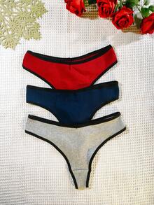 3条装女士性感中腰丁字裤，超薄柔软舒适 - 彩色 - 查看 2