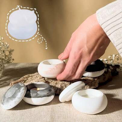 DIY Resin Mold Mini Candle Cup Round Jar Set, DIY Handmade Plaster Resin Candle Cup Mold, Clay Mold, Jewelry Storage Jar Mold, Liquid Powder Storage Jar Silicone Mold