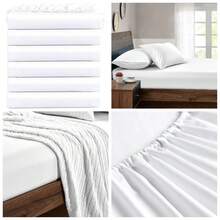 Twin Fitted Sheets, Bulk Pack Of 6, Deep Pocket, Soft Microfiber Bottom Sheets For Home, Salons, Hotels, Twin Size Fitted Sheets Only (White) - 白色 - 查看 2