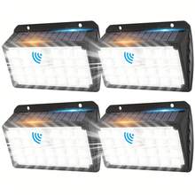 This Solar-Powered Outdoor Wall Light Features 104 LED Bulbs, A Motion Sensor, And 3 Selectable Modes. It Meets Street Lighting Safety Standards, Has An IP65 Waterproof Rating, And Is Suitable For Garden, Patio, And Deck Decoration, As Well As Garage And Corridor Lighting. - White Light - View 11