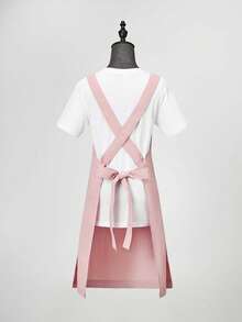 1pc Waterproof & Oil-Resistant Apron With Large Pocket, Polyester Anti-Stain Kitchen Apron With Adjustable Crossback Straps, Waterproof & Splash-Proof, Suitable For Cooking, Home, Restaurant, Crafts, Garden, BBQ, School, Cafe, Unisex, Holiday Gift (Pink) - Pink - View 7