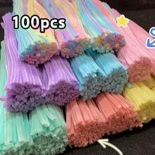 100pcs Flexible Craft Pipe Cleaners, 53 Color Options, Soft Pipe Cleaner Sticks, Gray Pipe Cleaner Craft, Solid Color Pipe Cleaners, Pipe Cleaner Craft Materials, Fuzzy Pipe Cleaner Brushes, Art Projects And Decor, Handmade DIY Twist Sticks, Densely Packed Multi-Purpose Bouquet Gifts, Ideal For Christmas, Graduation, Birthday - 100pcs - View 7