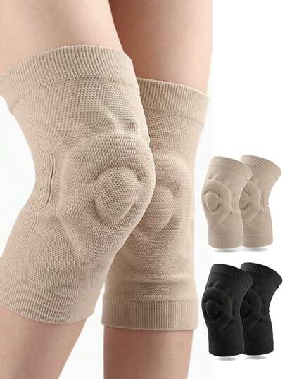1 par tunna knästödsskydd, andningsbara kompressionsskydd med silikonkuddar, stötdämpande sportknäskydd, stötdämpning och tryck, halkfri vadderad knäskydd för löpning, gym, fitness, sport, skridskoåkning, vandring, cykling, basket, fotboll, dans
