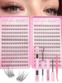 New Product Recommendation: Best-Selling 288-Piece D-Curl Single Cluster False Eyelashes, DIY Eyelash Extension Kit, Large Capacity Mixed Eyelash Clusters, Including Eyelash Glue, Setting Solution, And Eyelash Extension Tools. Convenient For Self-Application At Home, Suitable For Beginners, And Easy To Use. This Eyelash Cluster Kit Is Perfect For Various Occasions Such As Dates, Parties, Holidays, And Travel. - 粉色 - 查看 11