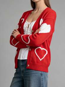 Women Cardigans - Red - View 2