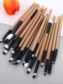 20-Piece Eye And Face Makeup Brush Set, Including Foundation, Eyeshadow, And Blush Brushes – A Complete Makeup Tool Set. - Vàng - Xem 5