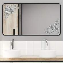 1pc European Style Silver Floral Mirror Sticker, Mirror Decorative Sticker To Add Elegant Luxury Ambiance To Bathroom - Multicolor - View 2