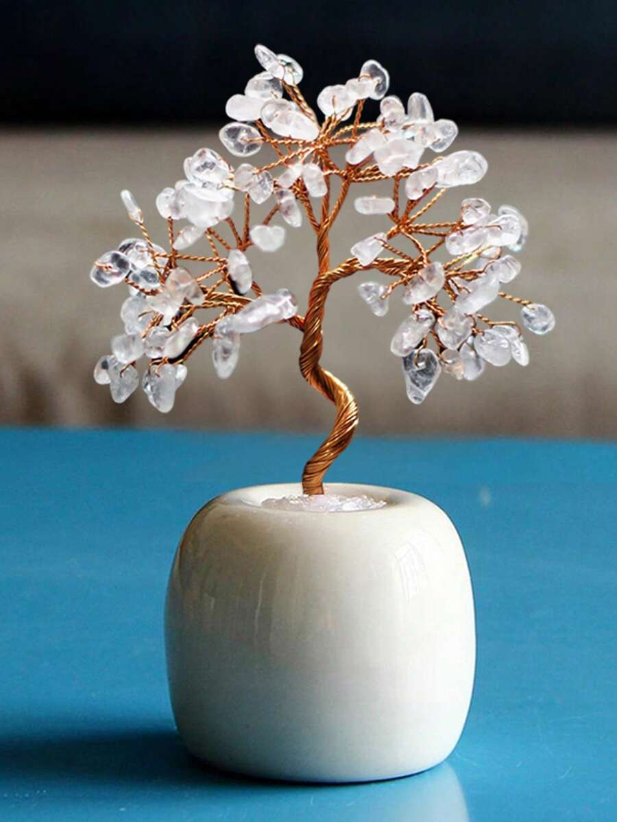 2026新款小白水晶树摆件，家居装饰，装饰风格，房间装饰，派对装饰，装饰工艺品，桌面摆件，餐桌装饰，厨房装饰，卧室装饰，伴娘礼物，朋友生日礼物，母亲节礼物，婚礼装饰配件，女士礼物 - 白色 - 查看 1