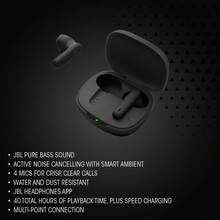 Wave Flex 2 Wireless Bluetooth Earbuds With Active Noise Cancelling, 40h Playtime, JBL Pure Bass Sound, Smart Ambient Technology, IP54 Water And Dust Resistant, Multi-Point Connection - Black - View 8