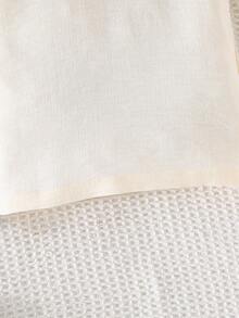 女童优雅花卉刺绣荷叶边袖上衣和百褶裙套装 - 卡其色 - 查看 7