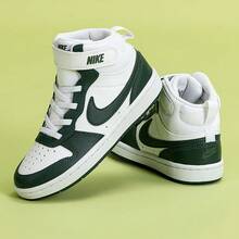Nike Children's COURTBOROUGHMID2 (PSV) Sporty Casual Sneakers - White/Green - View 3