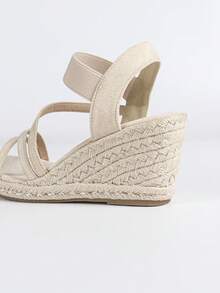 Women's Wedge Heel Bohemian Criss-Cross Strap Vacation Sandals - Beige - View 7