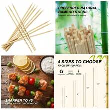 Natural Bamboo Skewers 100 PCS For BBQ Grilling Fruit Kabobs Appetizers Cocktails Corn Dogs Chocolate Fountain Crafts Bouquets Party Food Sticks - 1 - View 1