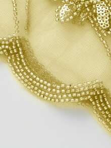 Mermaid Girl Fantasy Irregular Sequin Mesh Suspender Vest Sexy Hot Girl Top 2025 Summer Women's Design Sense - 淺黃色 - 查看 5