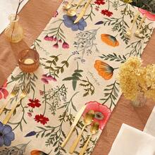 1 st löpare med blommönster, 4 st bordsunderlägg med blommönster, lämpliga för högtider, fester, födelsedagar, middagar, köks- och matbordsdekorationer, hem- och vardagsrumsinredning året runt - Multifärgad - Visa 8