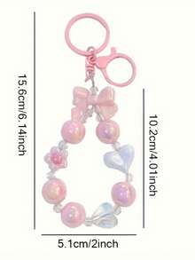 1pc Unisex Elegant Keychain - Personalized Keyring, Multifunctional Bag Charm, Daily Key Chain - Pink - View 3