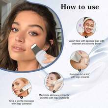 200mAh Ultrasonic Facial Cleansing Brush - USB Rechargeable, Vibrating Blackhead Remover, Scraping Exfoliating Beauty Tool, Economical Skincare Device, Includes 2 Silicone Heads, 4 Modes, Perfect Blackhead Removal Tool - 彩色 - 查看 5