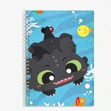 1pc Series Hard Cover Flip Notebook, A5 Notebook, B5 Micro-Dot Notebook, 8K Sketch Mesh Notebook, Cute & Fashionable Notebook, Night Light, Toothless Cute Notebook,
