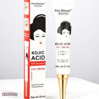 EverlyX Kiss Beauty Kojic Acid Eye Contour Cream 30ml - Brightens, Hydrates, And Reduces Dark Circles And Puffiness - Formula With Kojic Acid For A More Even And Rested Appearance - Lightweight, Fast-Absorbing Texture - ✅ Shipping To Spain In 24/48h