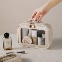 Transparent Cosmetic Bag With Visible Window, Large Capacity + Portable, Leather Transparent Toiletry Bag With Visible Window Design, Birthday Gift - Multicolor - View 7