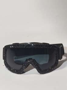 SSPV 1 Pair Fully Rhinestone Ski Goggles, Windproof Motorcycle Riding Goggles, Winter Anti-Fog Snowboard Ski Goggles