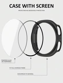 手錶錶帶 + 手錶錶殼套組，相容於 Galaxy Watch 8 40mm 與 44mm。柔軟舒適休閒運動矽膠錶帶，防震耐刮硬 PC 錶殼與鋼化玻璃螢幕保護膜 2 合 1 手錶錶殼。易於佩戴，觸控靈敏。適合男女款智慧手錶錶帶與錶殼。 - 黑色 - 查看 4