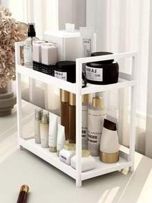 2-Tier Cosmetic Storage Box - Skincare Organizer, Suitable For Vanity And Bathroom, Great For Storing Lipsticks, Skincare Products And Perfumes, Practical Storage Rack For Bathroom And Vanity - Multicolor - View 3