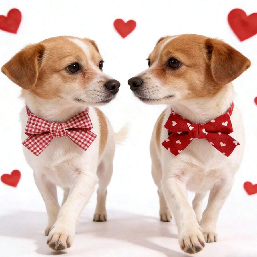 1pc Adjustable Pet Bowtie Collar With Leash Clip, Cute Heart/Plaid/Striped Red Bow Tie For Pet Valentine's Day Outfit, Comes With Bell For Pet Tracking, Decoration, Puppy Costume, Suitable For Date/Party/Daily Wear, Valentine's Day Gift, Cat & Dog Use
