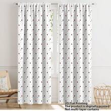 2pcs 2D White Background Wine Red Heart Dot Pattern Curtain, Sweet & Romantic Style, Polyester Fiber Material, Suitable For Rental House, Living Room, Bedroom, Removable And Machine Washable - Multicolor - View 5