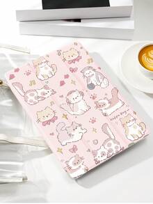 1pc Cute Pink Cartoon Cat Paradise Pattern Tablet Protective Case, Tri-Fold Stand Protective Shell With Pencil Slot, Anti-Drop, Compatible With IPad 10.2/12.9" IPad Pro 11" 2021/2020/IPad (A16) 11" 11th Gen 2025 IPad 8th/9th/10th Gen, Galaxy Tab A8 10.5" 2022, Matepad 10.4/Tab, Support Sleep/Wake, Protect Your Beloved Device, Romantic Valentine's Day Gift - Multicolor - View 5