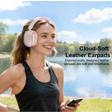 Sirius Over Ear Retro Bluetooth Headphones Built-In Mic With ANC Noise Reduction 70H Playtime Vintage Style For Shopping Travel Home - 粉色 - 查看 7