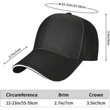Custom Hat Design Classic Hats Men Women, Baseball Cap Outdoor Sports - 純黑色 + 均碼 - 查看 3