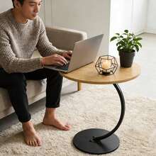 Mesa Auxiliar En Forma De C Para Sala, Mesas Laterales Redonda Para Sala, Mesita De Centro Mesita Auxiliar Minimalista Moderna, Para Sofás Y Camas, Espacio Pequeño, Dormitorio - Champán - Ver 9