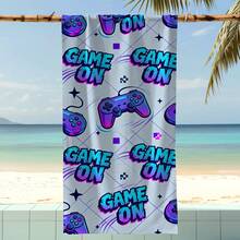 1条游戏手柄造型沙滩巾，超大超吸水超细纤维沙滩毯，适合旅行、游泳池、潜水、冲浪、瑜伽、露营等场合，多种尺寸可选，沙滩配件 - 彩色 - 查看 5