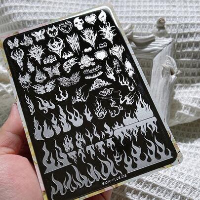 Nail Art Stamping Plate, Flame Pattern Stamping Plate For Nail Decoration, Nail Polish Stamping Template, Nail Stamping Plate, Nail Art Stamping Tool